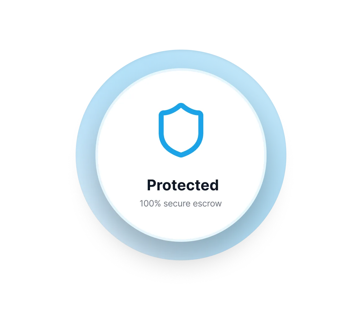 A blue and white button with the text "Protected," suggesting a safeguard or security status.